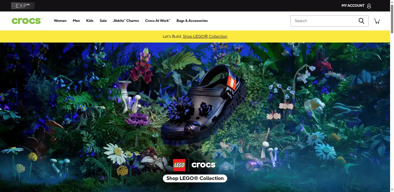 Crocs.com successfully scraped by Browser Use AI web scraper, showing full navigation and product categories