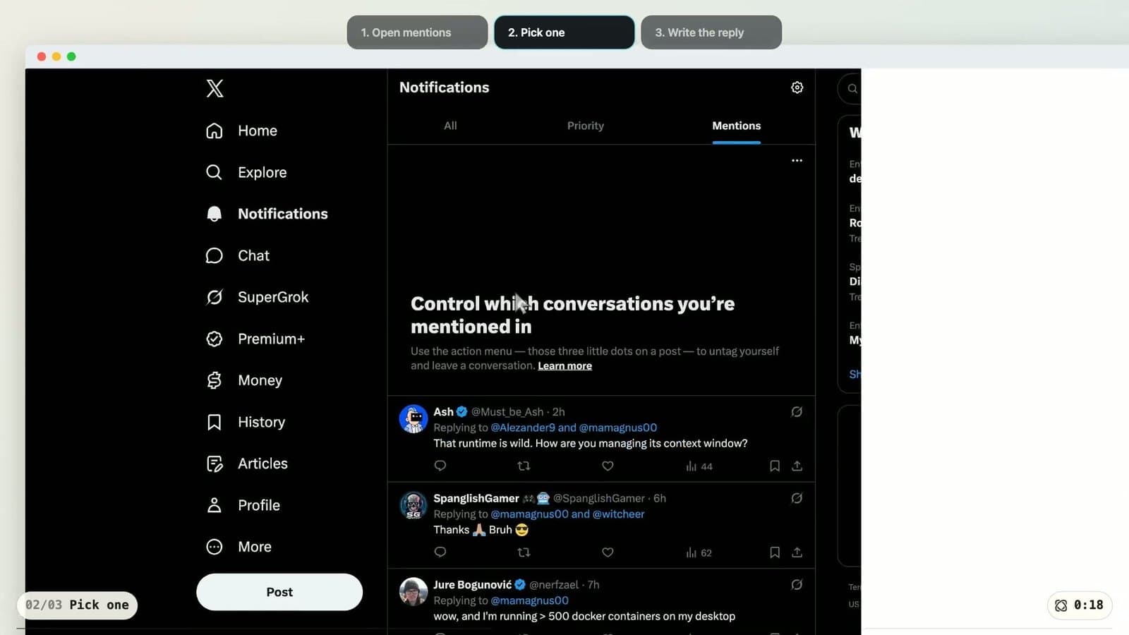 Draft a reply on X - Browser Use demo