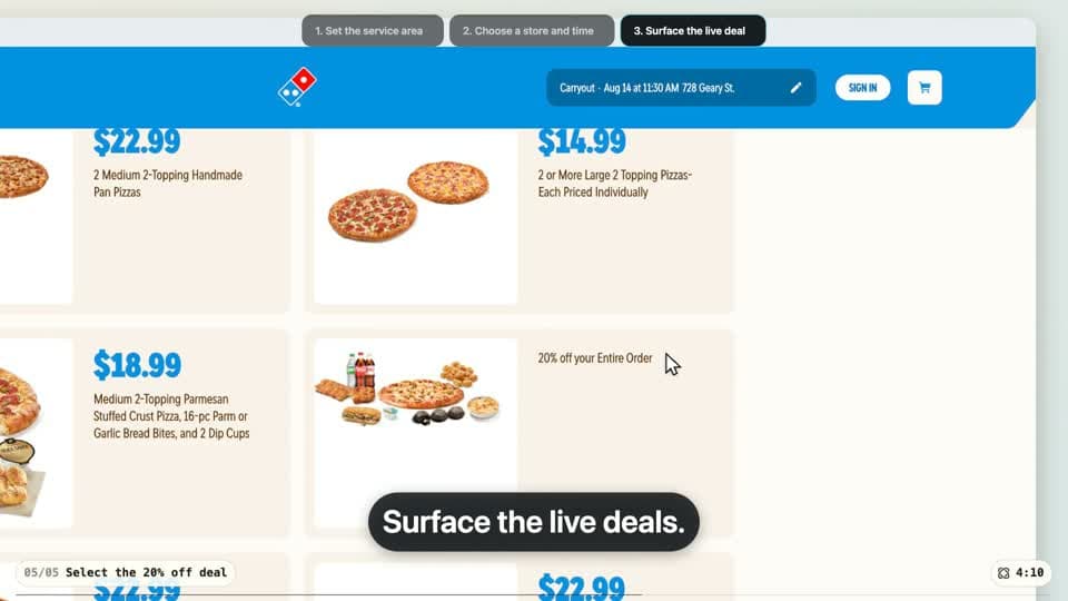 Find a Local Pizza Deal demo preview