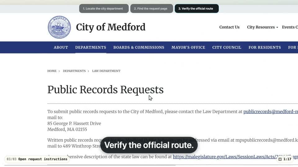 Find the Public-Records Request Route demo preview