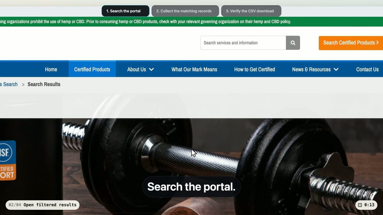 Export Portal Results to CSV - Browser Use demo
