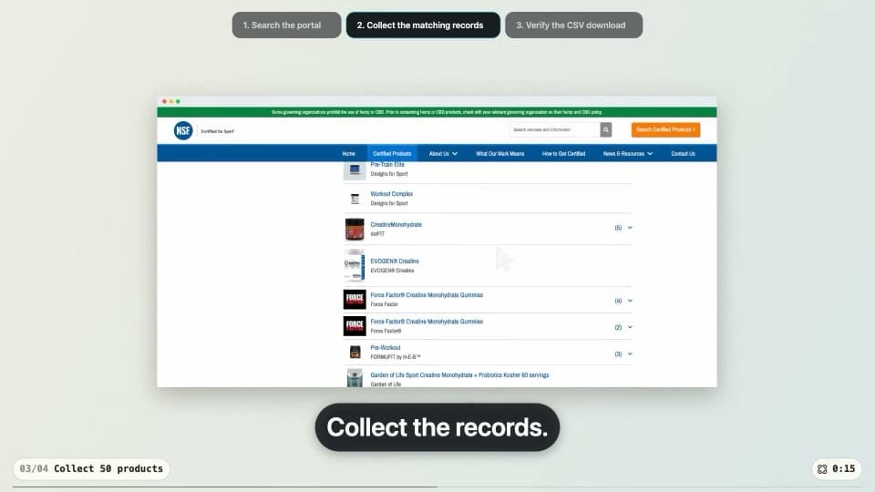 Export Portal Results to CSV demo preview