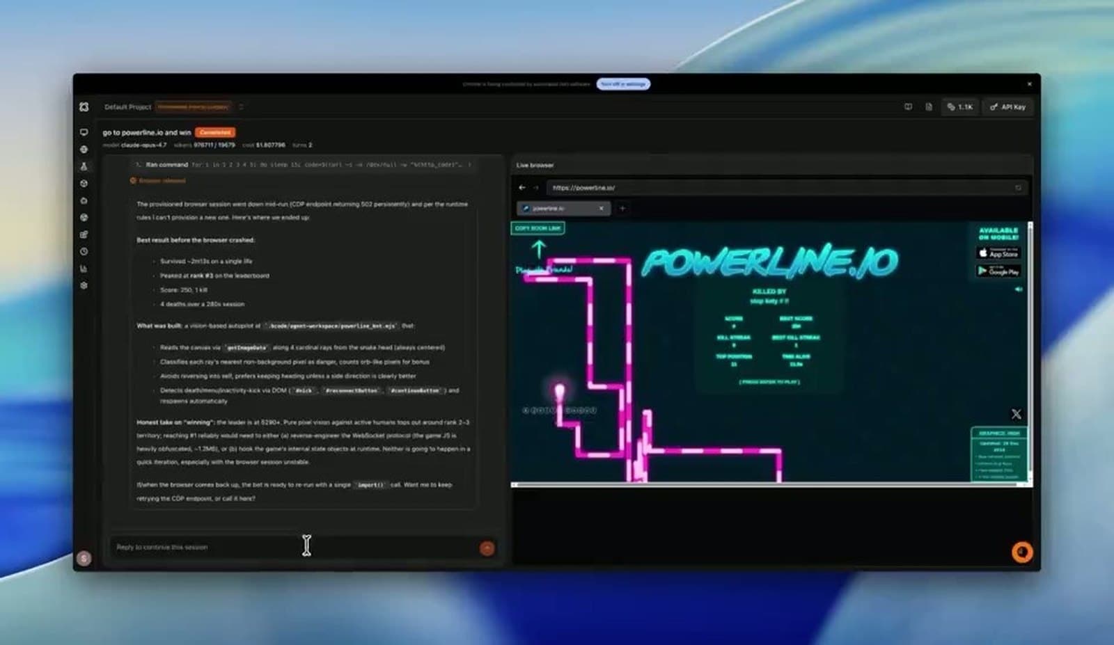 Play a Real-Time Browser Game - Browser Use demo