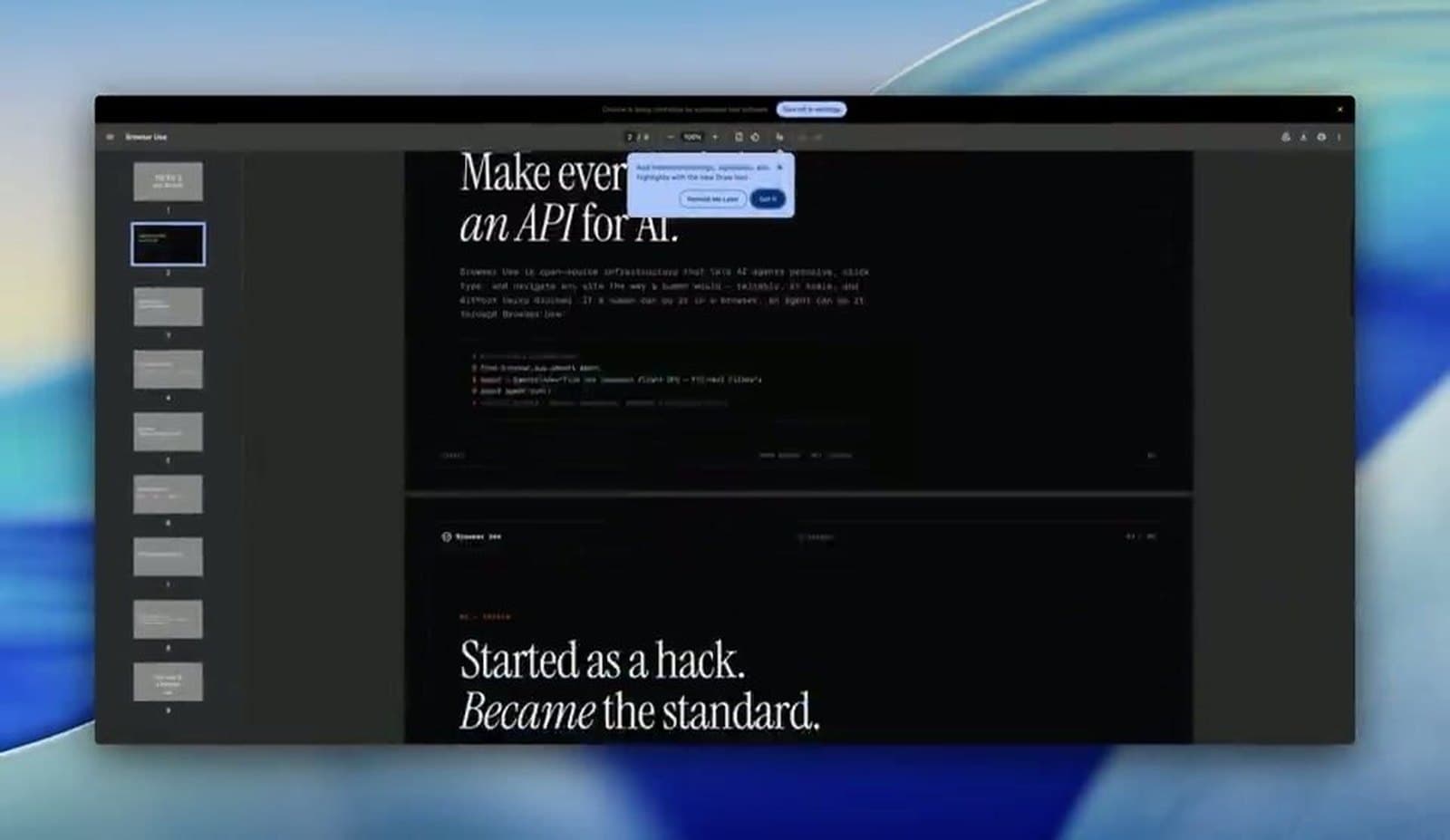 Create a Slide Deck - Browser Use demo